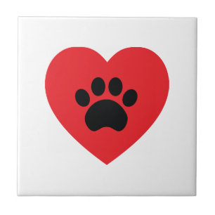 Paw Print Heart Tile Tegeltje