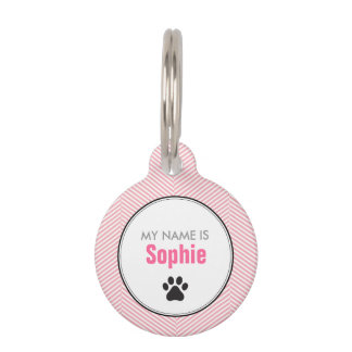 Paw Print Herringbone Pattern Pet Tag Huisdierpenning