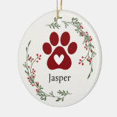 Paw Print Holly en Berry Kerst Ornament (Links)