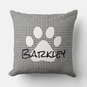 Paw Print Huisdier Naam Gingham Hond Kat Familie H Kussen