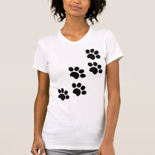 Paw print kattehond schattig zwart-wit t-shirt