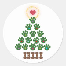Paw Print Kerstboom Stickers