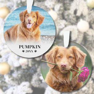 Paw Print Kerstmis Hond Naam Huisdier Foto Ornament