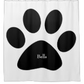 Paw Print Large Pattern Black White - aangepaste n Douchegordijn (Voorkant)
