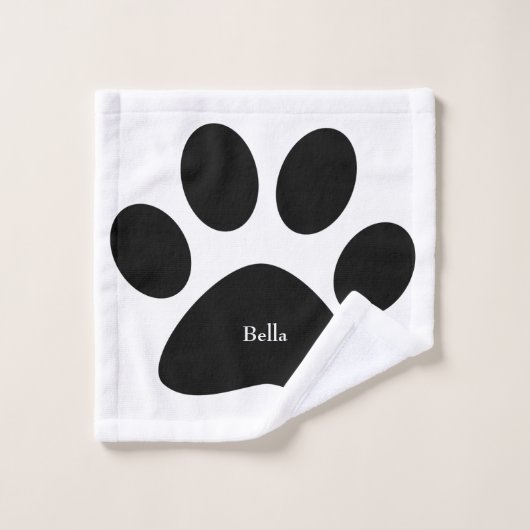 Paw Print Large Pattern Black White - aangepaste n Washandje (Wasdoekje)