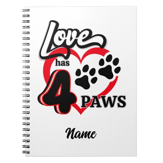 Paw Print Liefde Notitieboek (Voorkant)