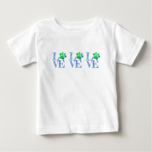 Paw Print LOVE Blauw Groen Familie Huisdier Fun