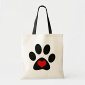 Paw Print Love Red Heart Canvas tas (Voorkant)