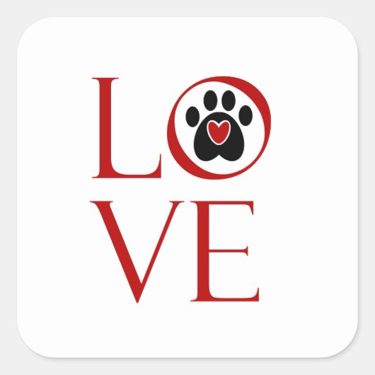 Paw Print Love Vierkante Sticker (Voorkant)