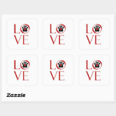 Paw Print Love Vierkante Sticker (Vel)