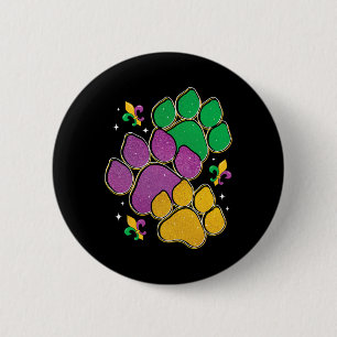 Paw Print Mardi Gras Hondenliefhebber Masquerade F Ronde Button 5,7 Cm