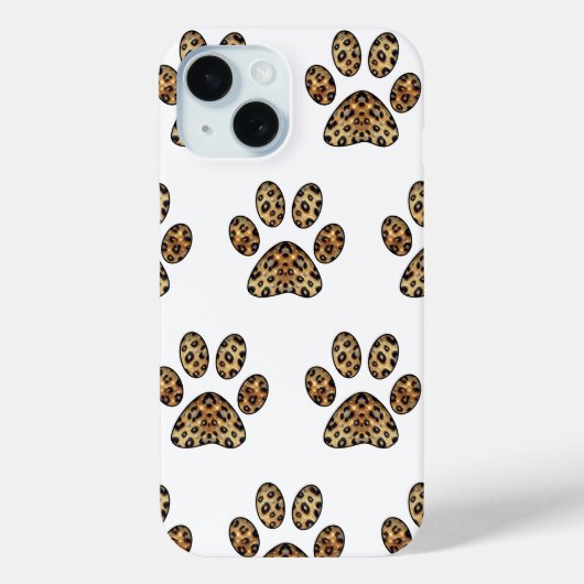 Paw Print met Goud & Zwart Leopard Sparkle Case-Mate iPhone Case (Achterkant)