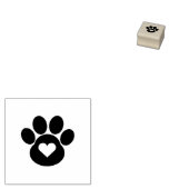 Paw Print met hart rubberen stempel (Gestempeld)