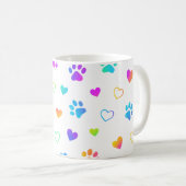 paw print mug, heart pattern mug, rainbow pet mug (Devant droit)