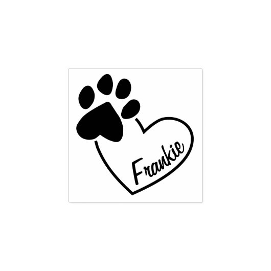 Paw Print Op Hart Custom Pet Name Rubber Stamp Rubberstempel (Afrduk)