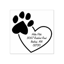 Paw Print op hart retour adres Rubber stempel