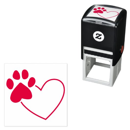 Paw print op hart zelf inkt stempel (In situ)