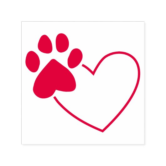 Paw print op hart zelf inkt stempel (Design)