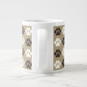 Paw Print Pattern Earthy Sand Extra Grote Beker (Achterkant)