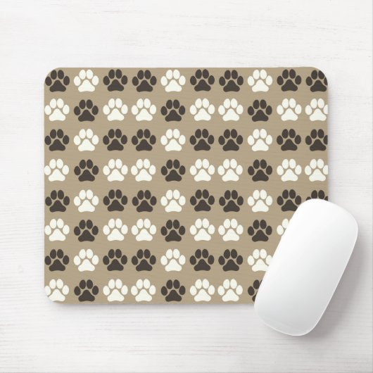 Paw Print Pattern Earthy Sand Muismat (Met muis)
