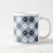 Paw Print Pattern Silver Blue  Extra Grote Beker (Rechts)