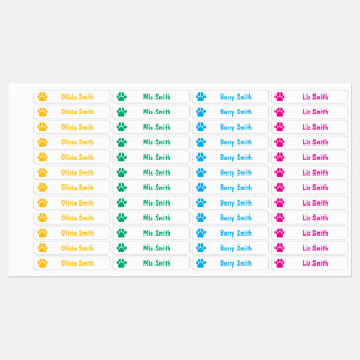 Paw Print Personalized Kids Name Labels
