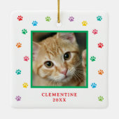Paw Print Pet Photo Christmas Ornament (Achterkant)