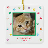 Paw Print Pet Photo Christmas Ornament (Voorkant)