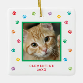 Paw Print Pet Photo Christmas Ornament