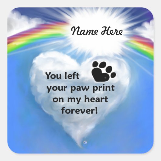 Paw Print Poem Vierkante Sticker (Voorkant)