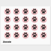 Paw Print Roze Happy Birthday Sticker met naam (Vel)