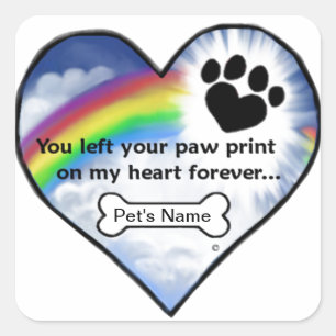 Paw Print Sympathie Gedicht Vierkante Sticker