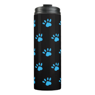 Paw Print Thermische Tumbler (Zwart & Blauw) Thermosbeker
