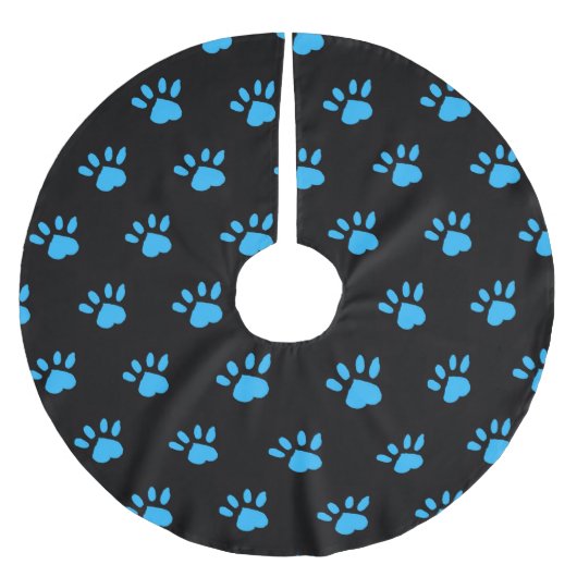 Paw Print Tree Rok (zwart & blauw) Kerstboom Rok (Voorkant)
