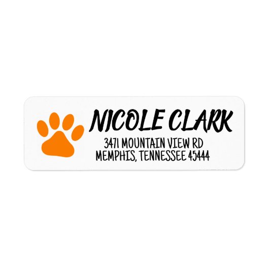 PAW PRINT TRENDY SCRIPT RETOURADRES LABELS (Voorkant)