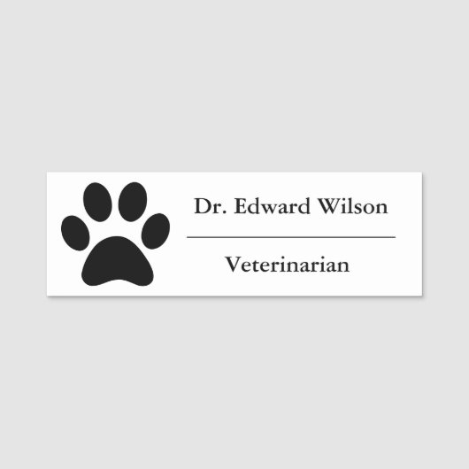 Paw Print Veterinarian Name Tag (Voorkant)