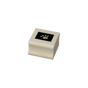 Paw Print Wood Stamp (Zwart & Blauw) Rubberstempel