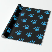 Paw Print Wrapping Papier (Zwart & Blauw) (Uitgerold)