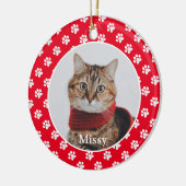 Paw Prints Aangepaste Pet Foto Kat Naam Keramisch Ornament (Links)
