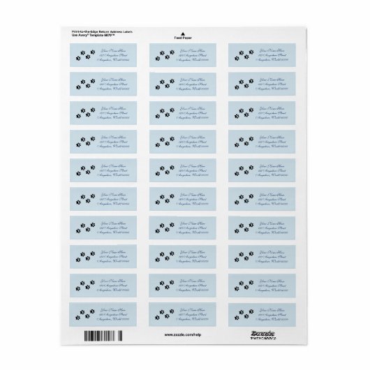 Paw Prints Adresetiketten Etiket (Full Sheet)