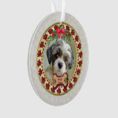 Paw Prints and Gold Frame Custom Pet Photo Ornament (voorkant)