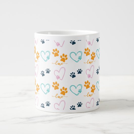 Paw Prints Cute Dog Lover Extra Grote Beker (Voorkant)