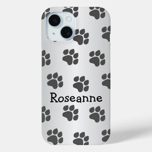 Paw Prints Design Grijs Gekleurd Gepersonaliseerd Case-Mate iPhone Case (Achterkant)
