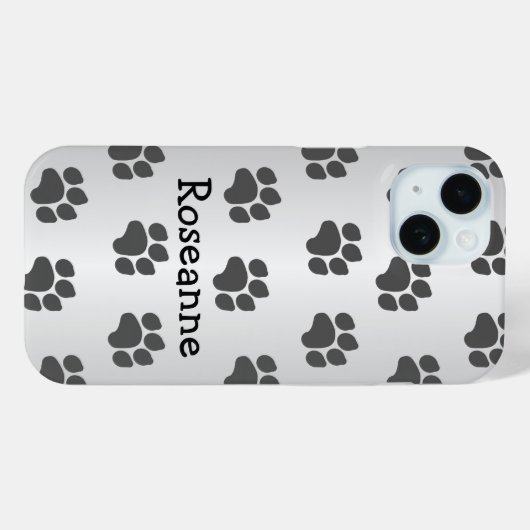 Paw Prints Design Grijs Gekleurd Gepersonaliseerd Case-Mate iPhone Case (Achterkant (horizontaal))