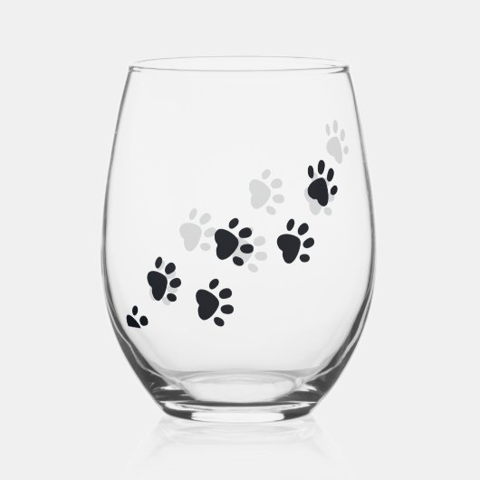 Paw Prints Design Stemless \ Wijnglas Wijnglas Zonder Voet (Voorkant)