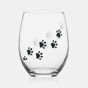 Paw Prints Design Stemless \ Wijnglas Zonder Voet