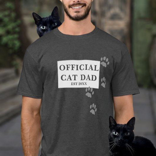 Paw Prints Funny Official Cat Dad Custom Jaar Mann T-shirt