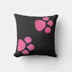 Paw Prints Glitter Roos Gold Pink Black Trendy Buitenkussen