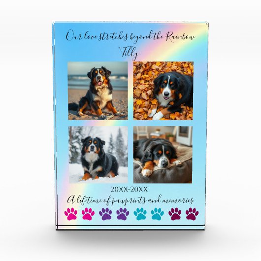 Paw Prints & Herinneringen-Custom Rainbow Dog Memo Fotoblokken (Voorkant)