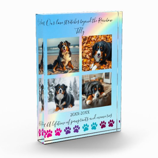 Paw Prints & Herinneringen-Custom Rainbow Dog Memo Fotoblokken (Links)